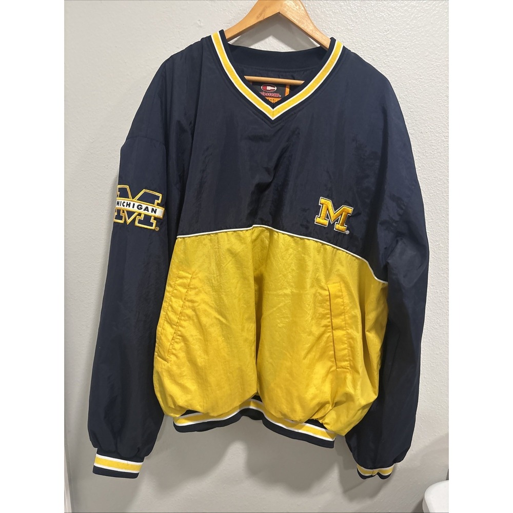 VTG Colosseum Michigan Wolverines Pullover XXL Windbreaker Jacket Blue Yellow